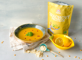 Krémová polévka z pečené zeleniny s hrachovým proteinem