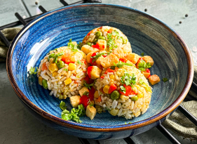 Zeleninové rizoto s křupavými kousky tofu